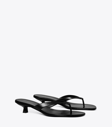 Tory Burch designer sandals Capri Low-Heel Sandal in PERFECT BLACK angle