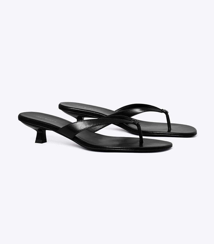 Tory Burch designer sandals Capri Low-Heel Sandal in PERFECT BLACK angle
