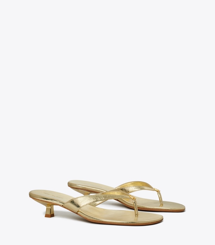 Tory Burch designer sandals Capri Low-Heel Sandal in GOLD angle