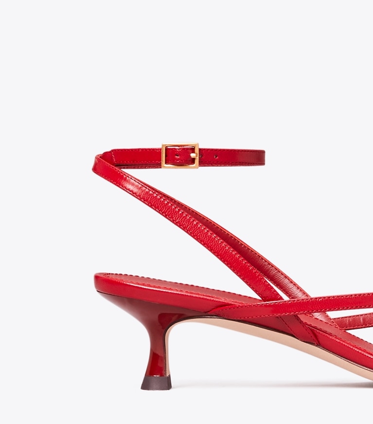 Tory Burch designer sandals Capri Low Heel Sandal in TORY RED angle