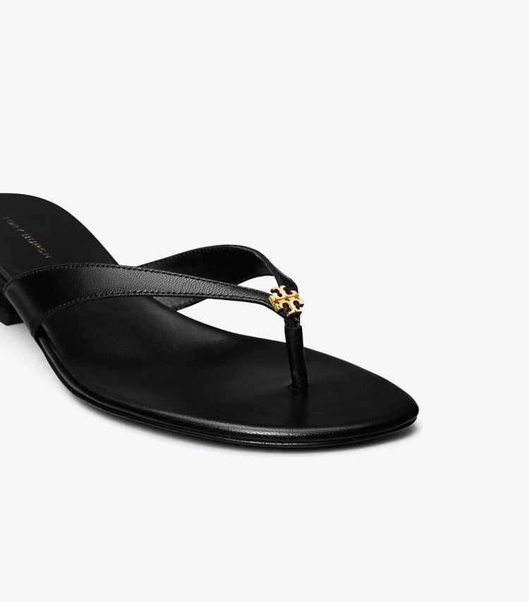 Tory Burch designer sandals Capri Low-Heel Sandal in PERFECT BLACK / GOLD detail