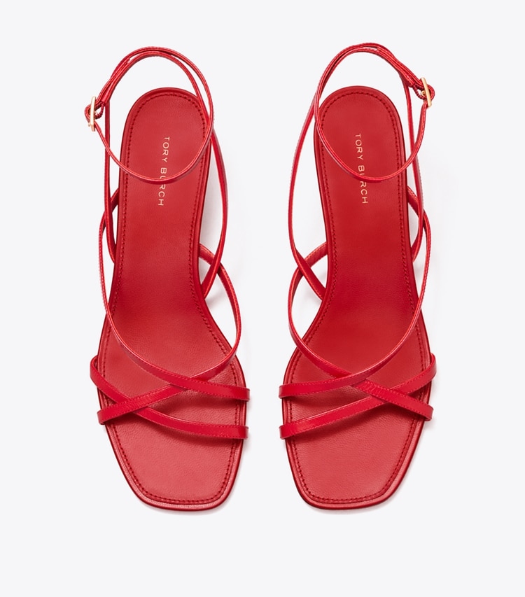 Tory Burch designer sandals Capri Low Heel Sandal in TORY RED overhead