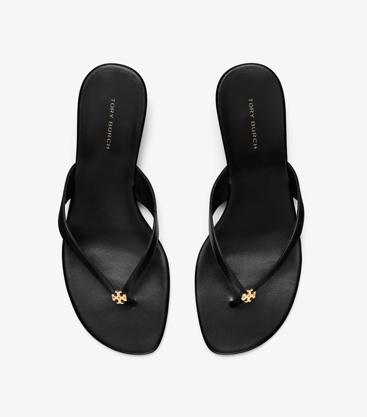 Tory Burch designer sandals Capri Low-Heel Sandal in PERFECT BLACK / GOLD overhead