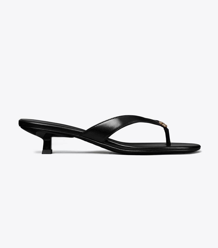 Tory Burch designer sandals Capri Low-Heel Sandal in PERFECT BLACK / GOLD side