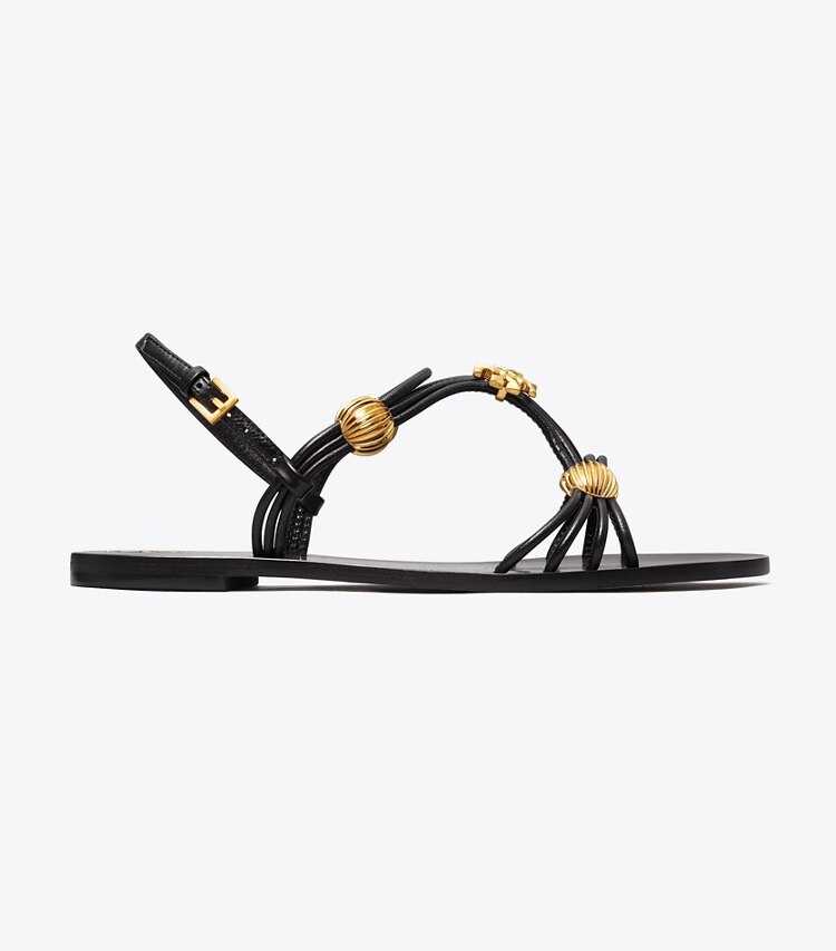 Tory Burch designer sandals Capri Multi Strap Sandal in PERFECT BLACK / GOLD side
