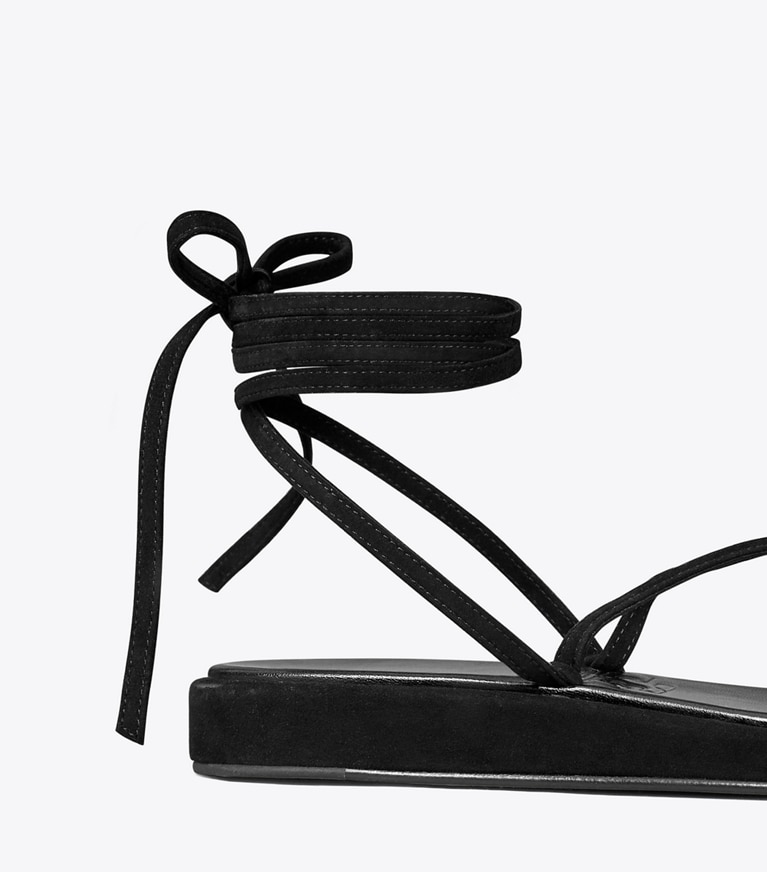 Tory Burch designer sandalen Capri Sandale mit Fesselbändern in BLACK angle