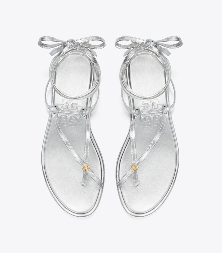 Tory Burch designer sandalen Capri Sandale mit Fesselbändern in SILVER angle