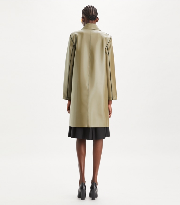 Tory Burch designer mäntel Car Coat aus Nylonjersey in Wolf Gray front
