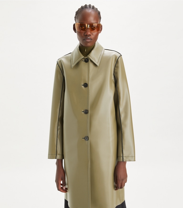Tory Burch designer mäntel Car Coat aus Nylonjersey in Wolf Gray front