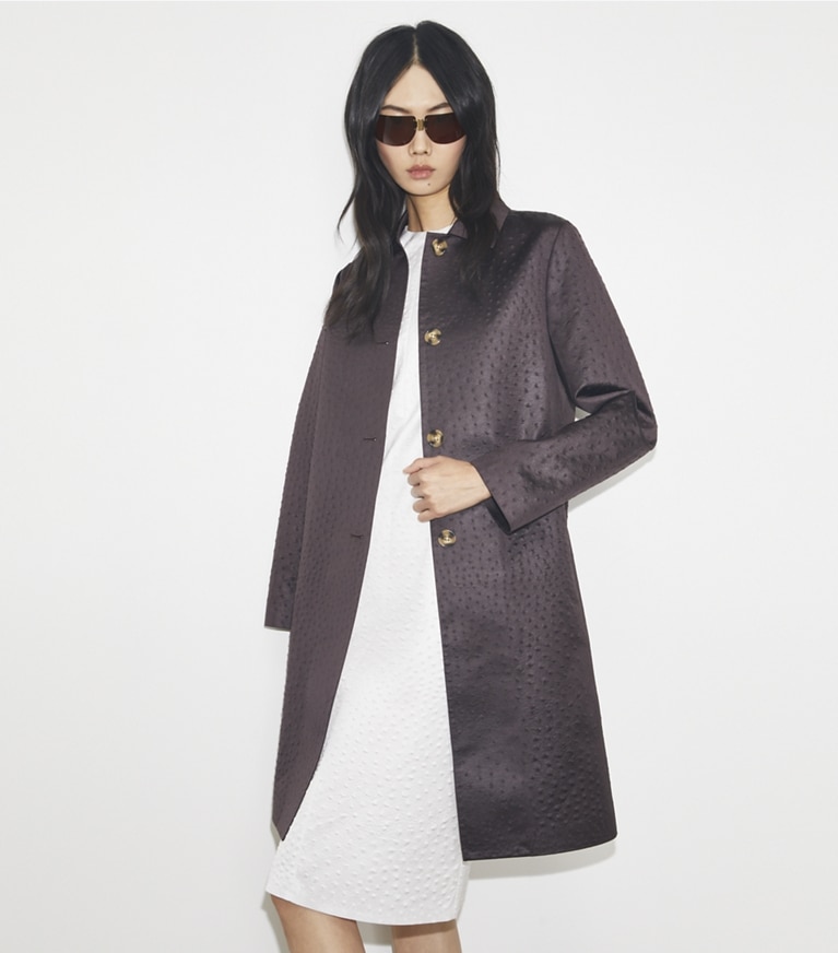 Tory Burch designer mäntel Car Coat aus Viskose in Roasted Eggplant front