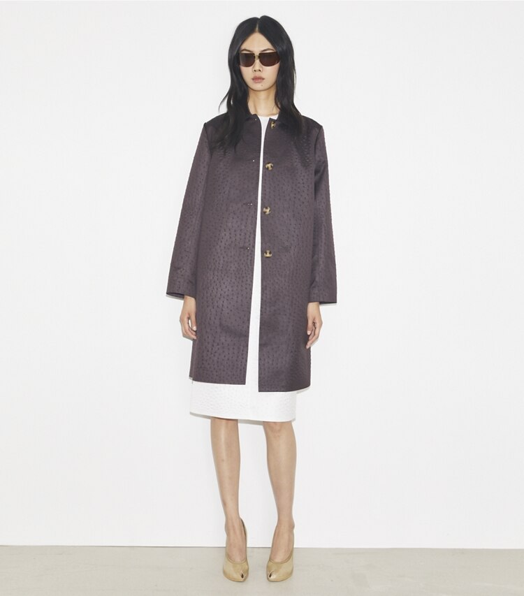 Tory Burch designer mäntel Car Coat aus Viskose in Roasted Eggplant modell von vorn