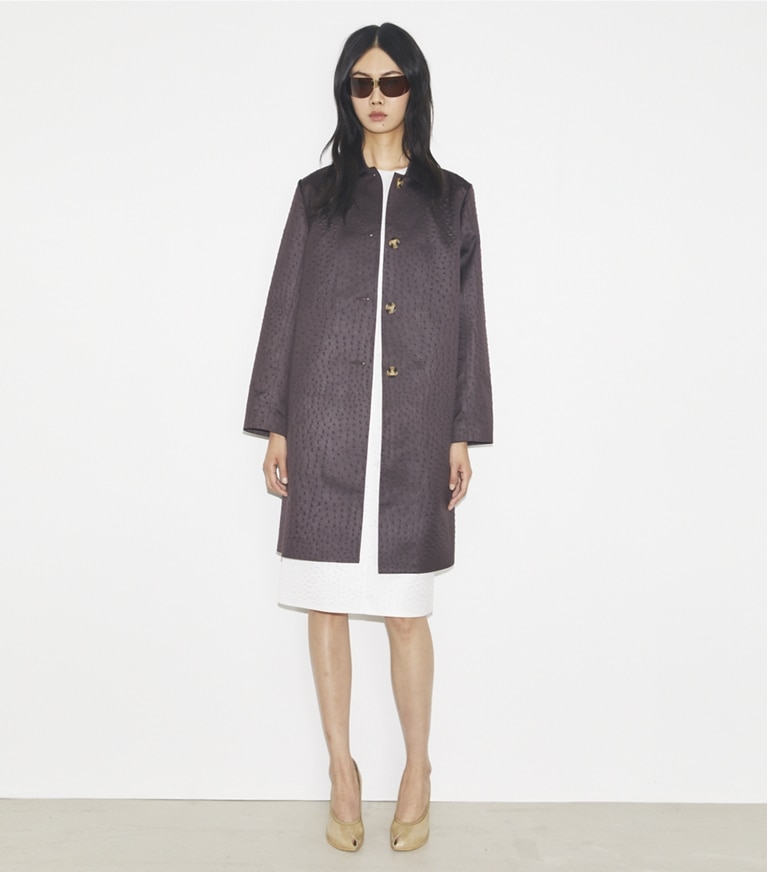 Tory Burch designer mäntel Car Coat aus Viskose in Roasted Eggplant front