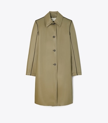Tory Burch designer cappotti Car coat in jersey di nylon in Wolf Gray front