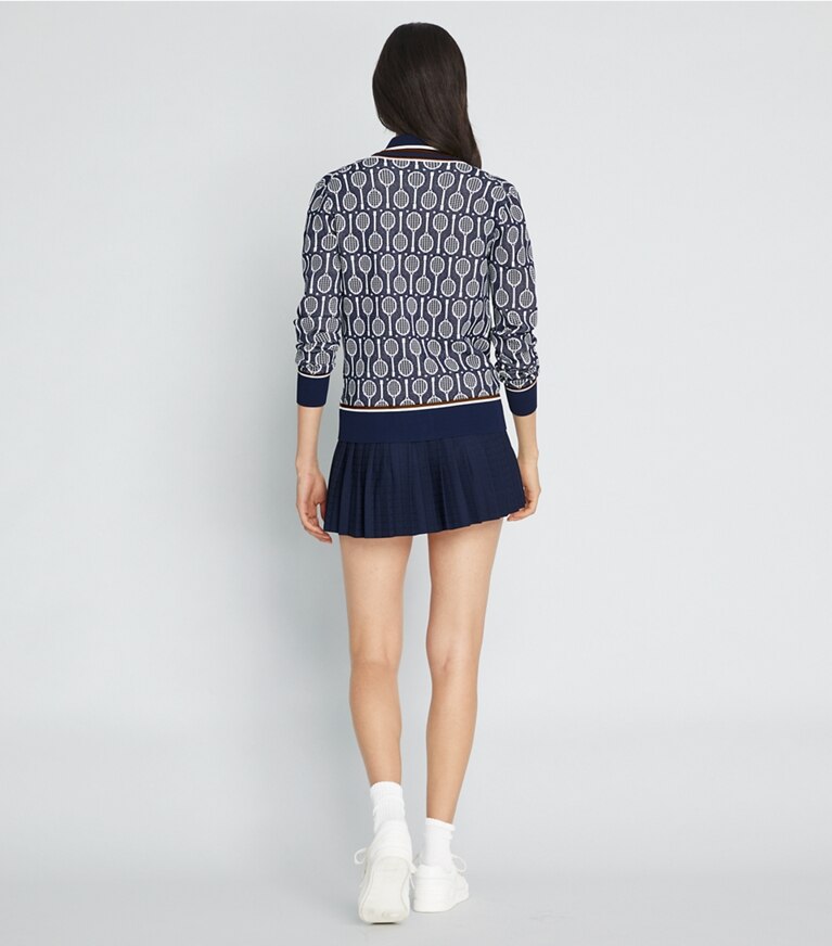 Tory Sport designer strickware Cardigan aus Funktionsstrick in Tory Navy Racquets front