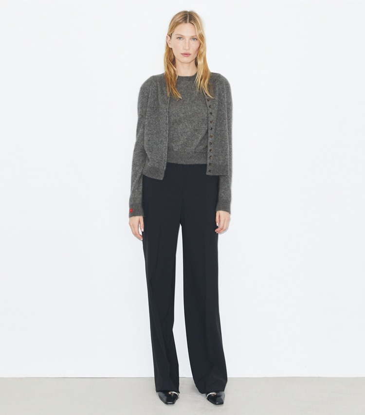 Tory Burch designer strickware Cardigan aus Kaschmir und Seide in Gray modell von vorn