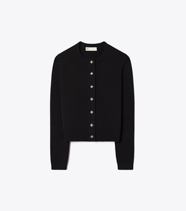 Tory Burch designer sweaters Cardigan Bunny Knot en cachemire dans BLACK de face