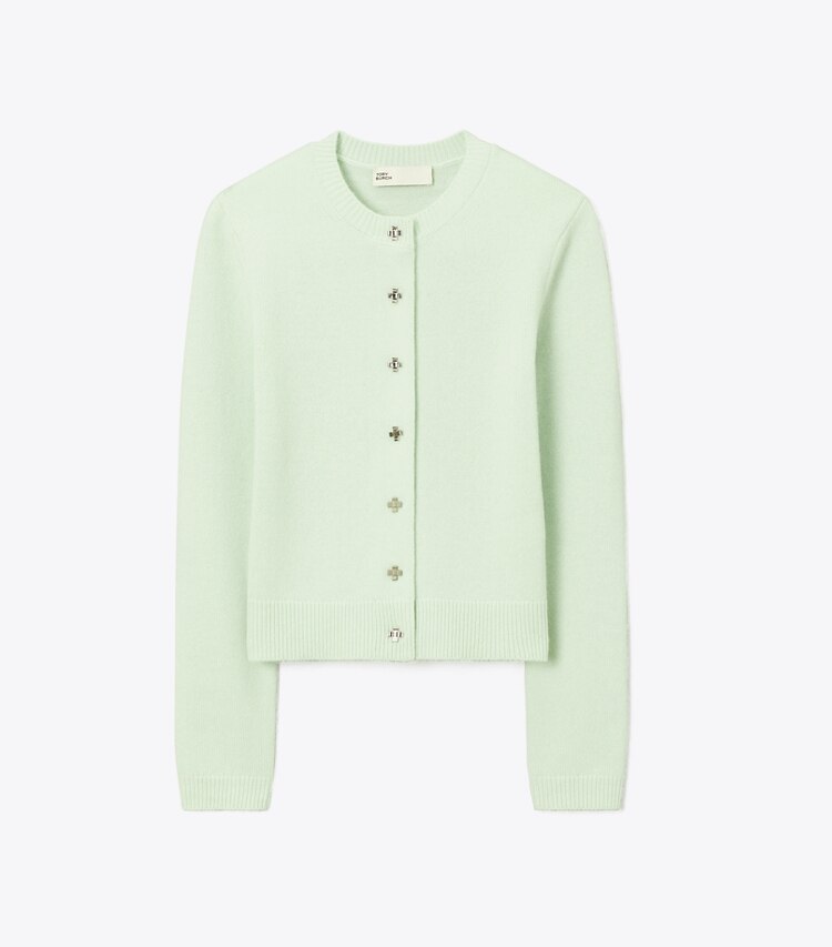 Tory Burch designer sweaters Cardigan Bunny Knot en cachemire dans Mint de face