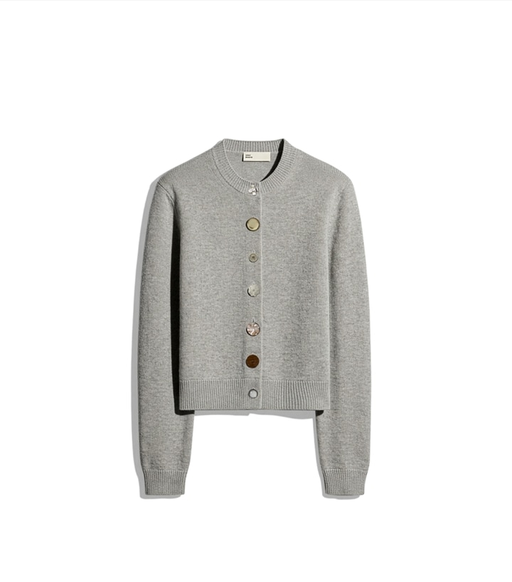 Cardigan en cachemire à boutons variés