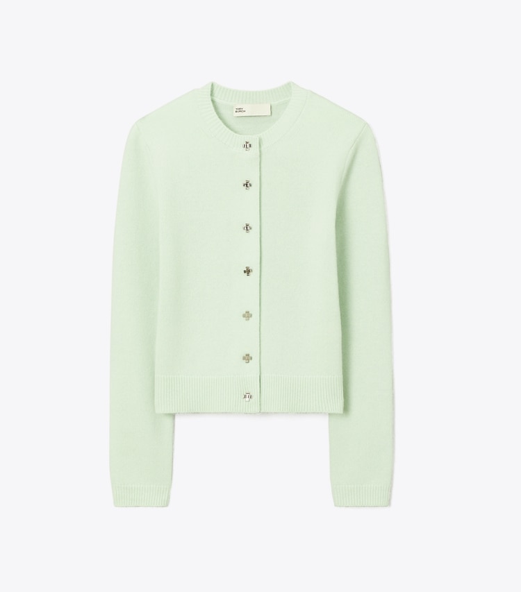 Tory Burch designer sweaters Cardigan en cachemire Bunny Knot  in Mint front