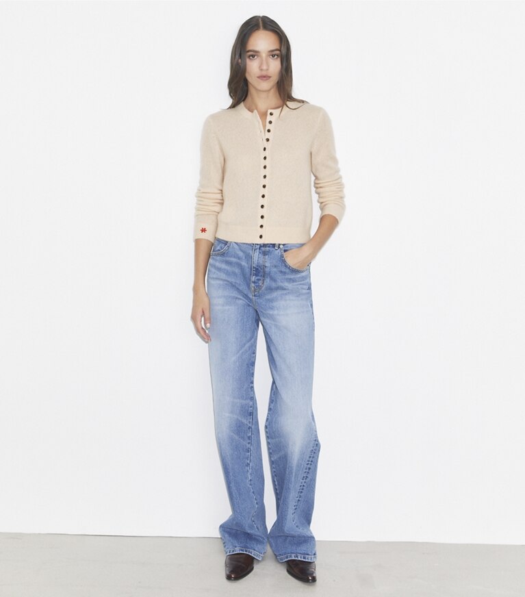 Tory Burch designer sweaters Cardigan en cachemire et soie in Archroma 108-210 front
