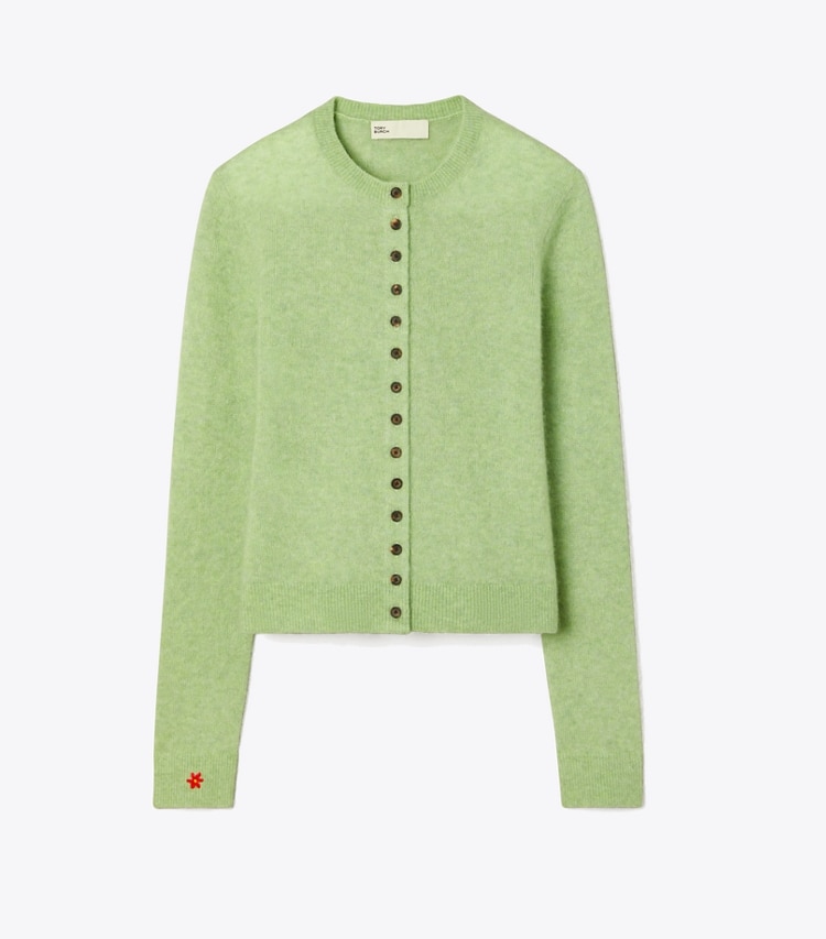Tory Burch designer sweaters Cardigan en cachemire et soie in Jade front