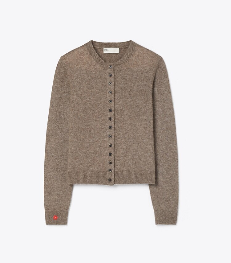 Tory Burch designer sweaters Cardigan en cachemire et soie in Dark Hazelnut front