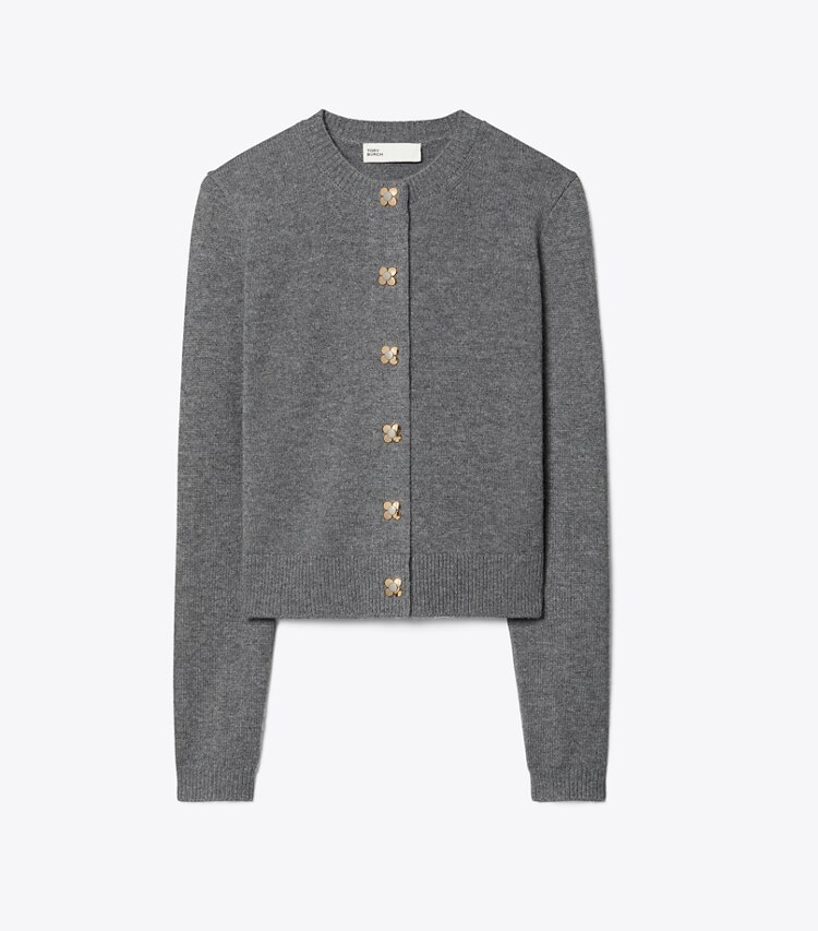 Tory Burch designer sweaters Cardigan en cachemire in Dark Steel Melange front