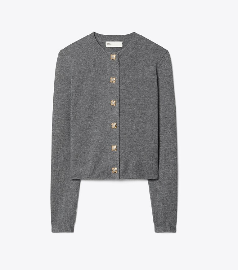 Tory Burch designer sweaters Cardigan en cachemire in Dark Steel Melange front