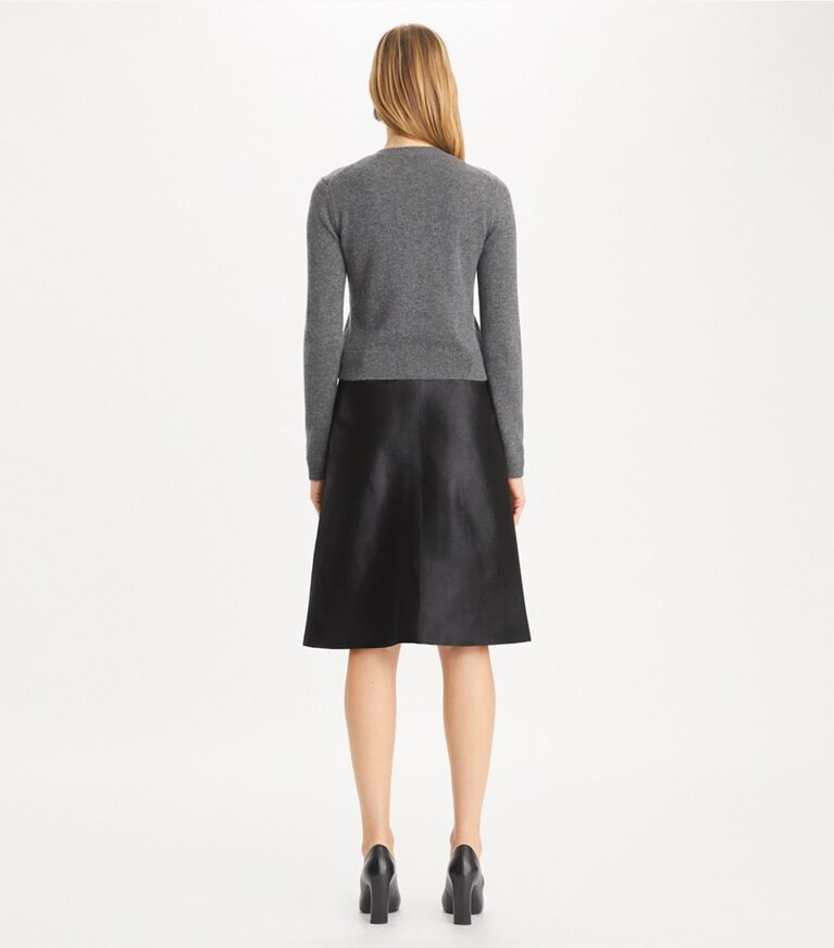 Tory Burch designer sweaters Cardigan en cachemire in Dark Steel Melange front