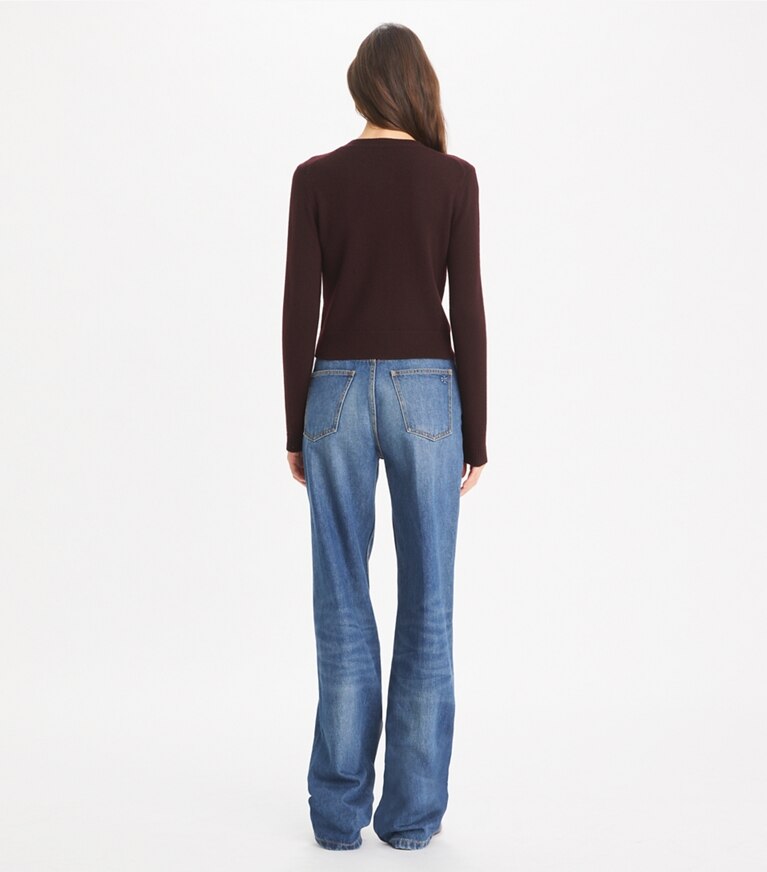 Tory Burch designer sweaters Cardigan en cachemire in Dark Winterberry front