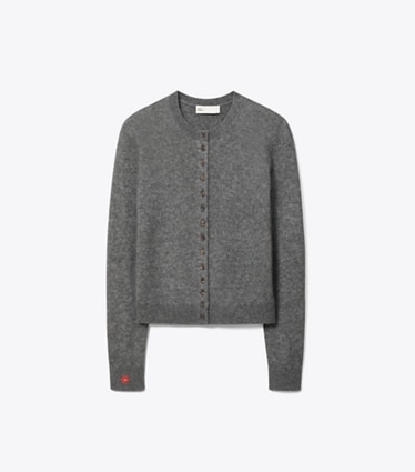 Tory Burch designer maglioni Cardigan in cashmere misto seta in Gray front