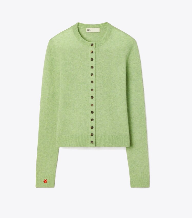 Tory Burch designer maglioni Cardigan in cashmere misto seta in Jade front