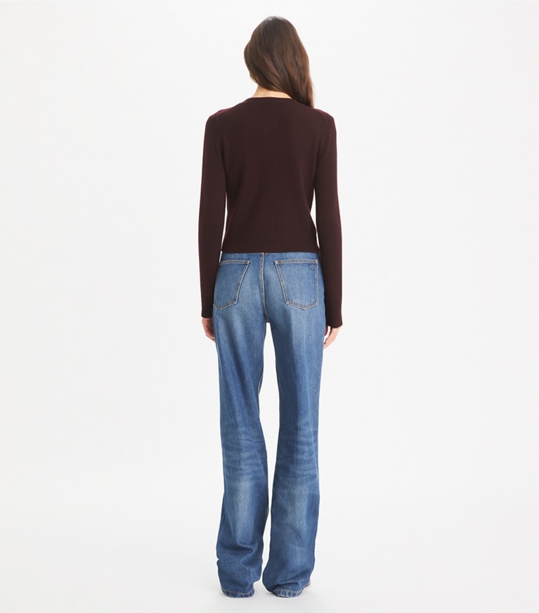 Tory Burch designer maglioni Cardigan in cashmere in Dark Winterberry front