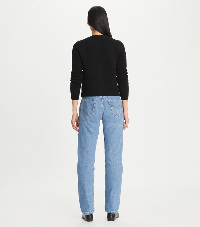 Tory Burch designer maglioni Cardigan in lana con bottoni e logo in Black front