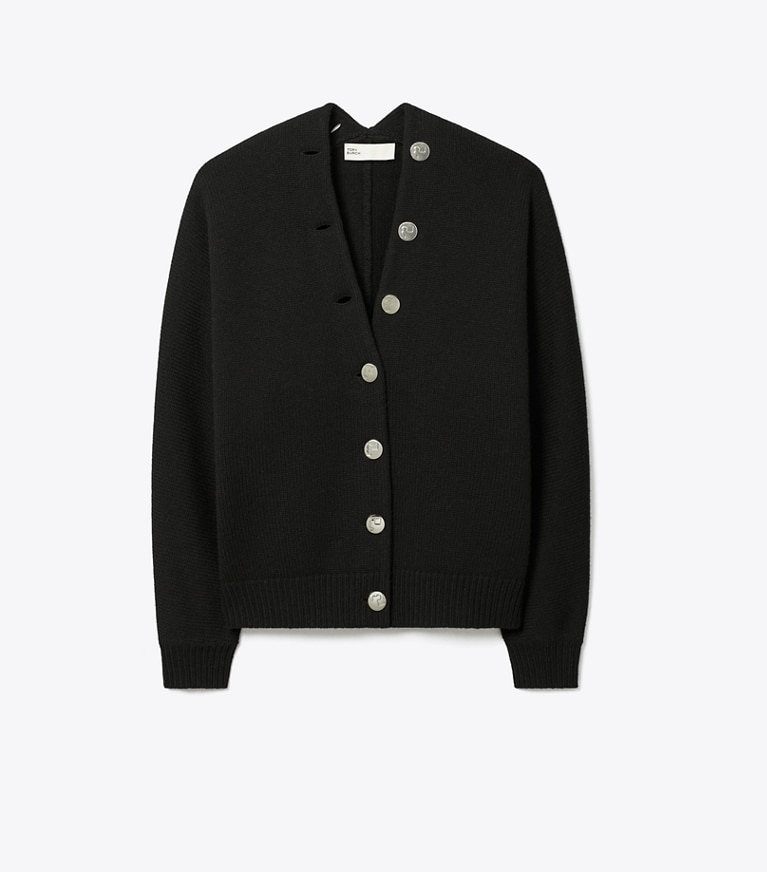 Tory Burch designer maglioni Cardigan in lana merino in Black front