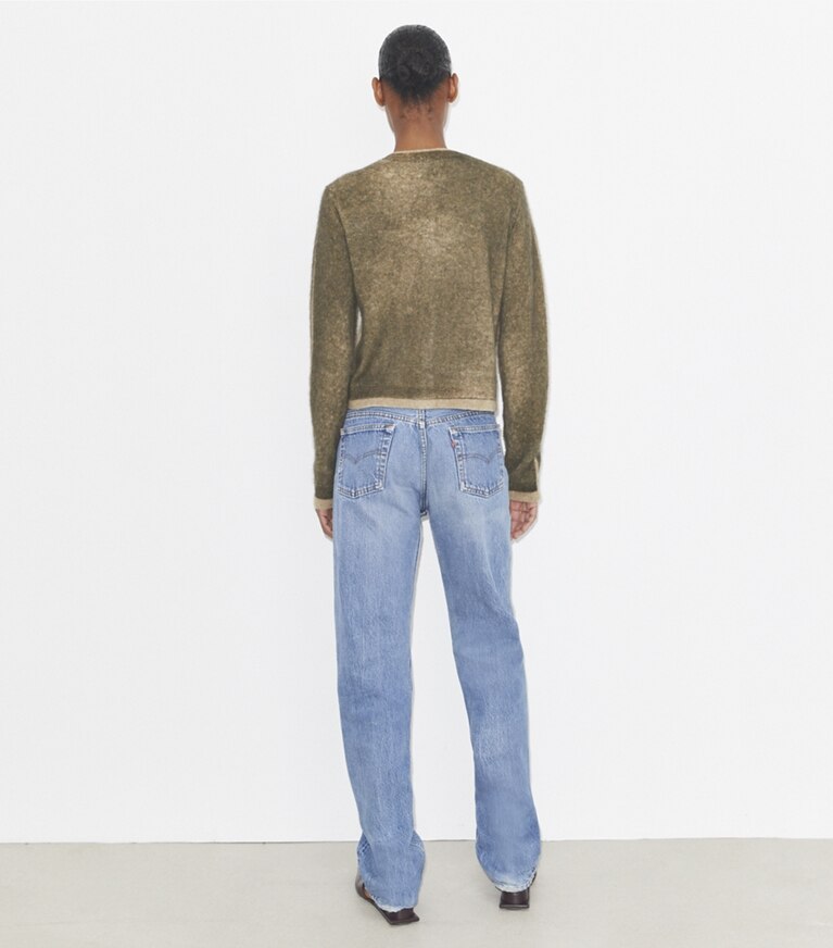 Tory Burch designer maglioni Cardigan in lana in Tuscan Sand/ Cropped Cardigan (Master) front