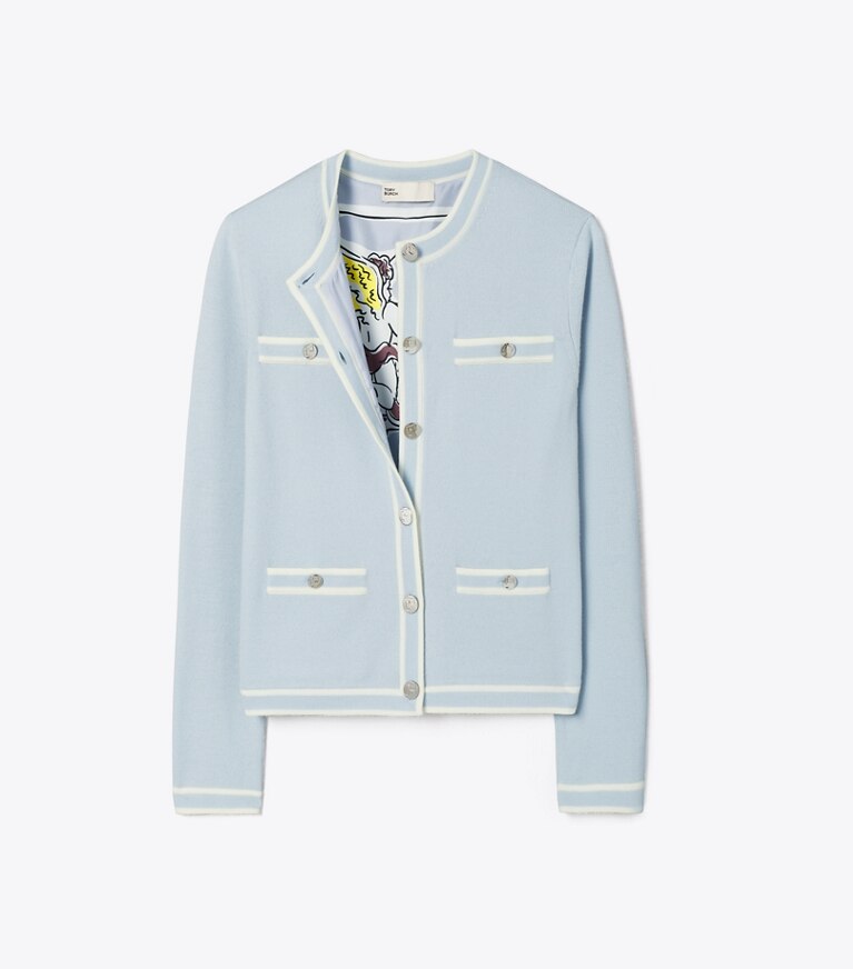Tory Burch designer maglioni Cardigan Kendra in Blue / New Ivory additional