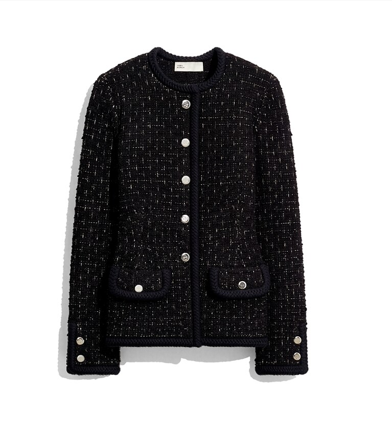 Tory Burch designer sweaters Cardigan Kendra en tweed métallisé in Black Multi additional