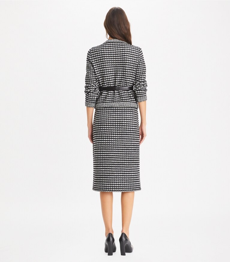 Tory Burch designer maglioni Cardigan Kendra in jacquard in Black / White front