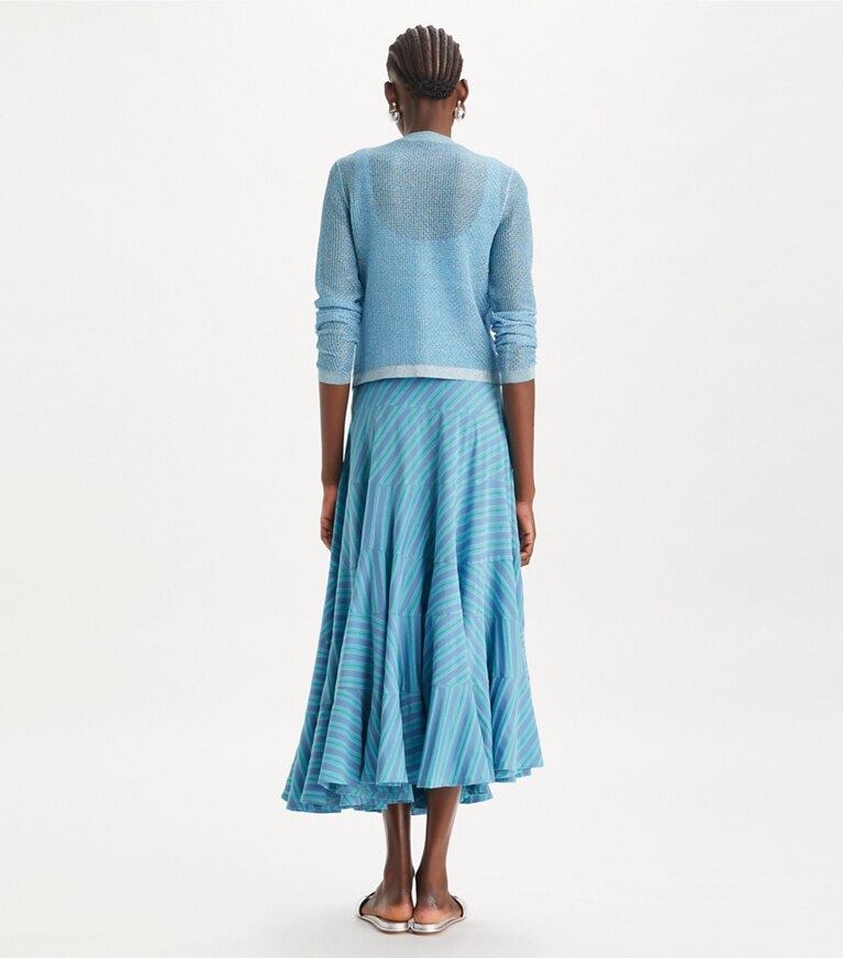 Tory Burch designer maglioni Cardigan Kendra in mesh in Starlight Blue front