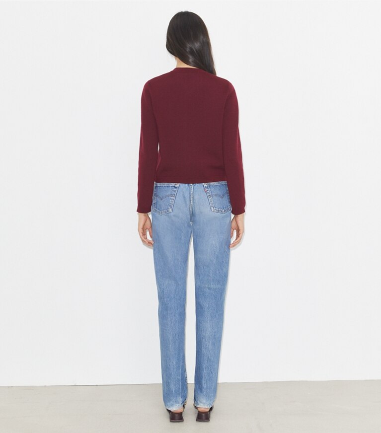 Tory Burch designer maglioni Cardigan Kendra in Dark Carmine front