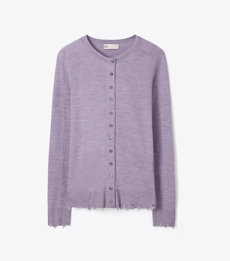 Tory Burch designer maglioni Cardigan oversize in seta in Purple front