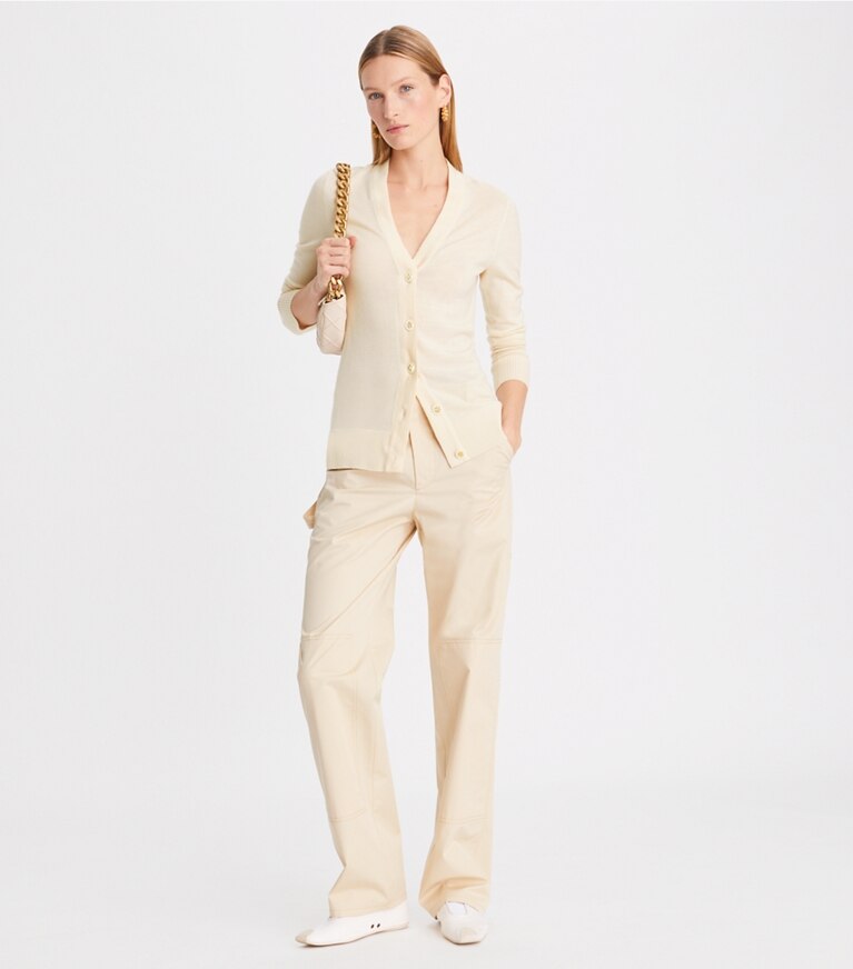 Tory Burch designer maglioni Cardigan Simone in New Ivory front