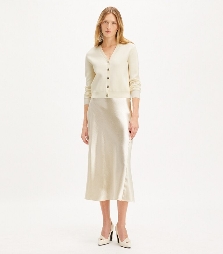 Tory Burch designer sweaters Cardigan Simone in NEW IVORY front