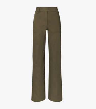 Tory Burch designer unterteile Cargohose aus Baumwolle in Olive Pesto front
