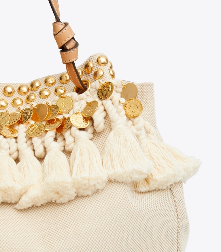 Tory Burch designer tote bags Caroline Embellished Tote in Natural angle