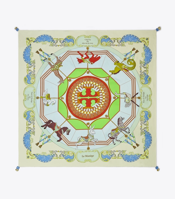 Carousel Double-Sided Silk Square Scarf: Women's Designer Scarves ...
