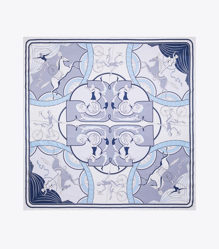 Tory Burch designer écharpes Carré de soie double face Aeronauts dans Blue vue du dessus