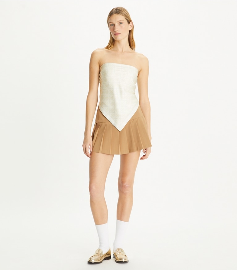 Tory Burch designer écharpes Carré de soie double face T Monogram in Camel / Ivory dessus