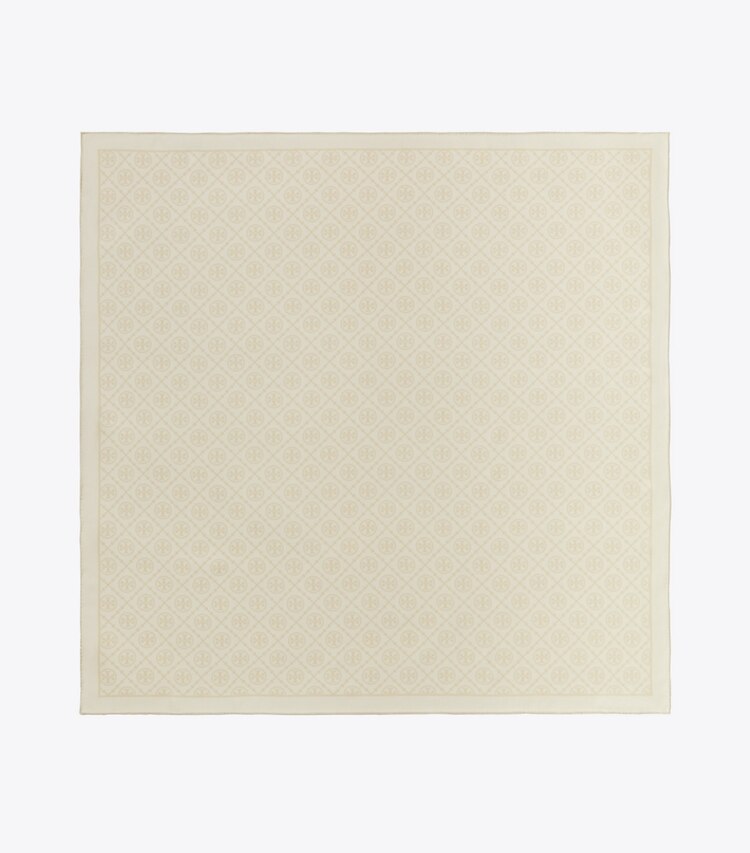 Tory Burch designer écharpes Carré de soie double face T Monogram in Camel / Ivory dessus